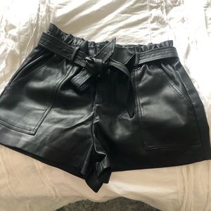 Zara black leather shorts